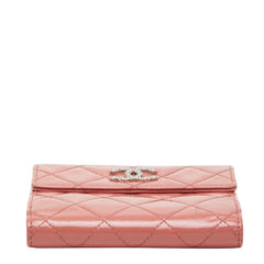 シャネル マトラッセ ココマーク 二つ折り財布 Wホック コンパクト ピンク パテントレザー レディース CHANEL 【中古】