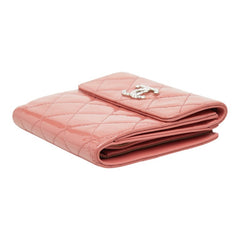 シャネル マトラッセ ココマーク 二つ折り財布 Wホック コンパクト ピンク パテントレザー レディース CHANEL 【中古】