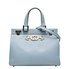 グッチ ズゥミ スモール ハンドバッグ ショルダーバッグ 2WAY 569712 ブルー系 レザー レディース GUCCI 【中古】