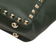 ヴァレンチノ ガラヴァーニ ロックスタッズ ハンドバッグ ショルダーバッグ 2WAY グリーン レザー レディース Valentino 【中古】