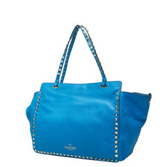 ヴァレンチノ ガラヴァーニ ロックスタッズ トートバッグ ショルダーバッグ 2WAY ブルー レザー レディース Valentino 【中古】