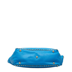 ヴァレンチノ ガラヴァーニ ロックスタッズ トートバッグ ショルダーバッグ 2WAY ブルー レザー レディース Valentino 【中古】