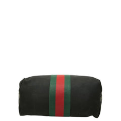 グッチ シェリーライン トートバッグ ショルダーバッグ 2WAY 368559 ブラック キャンバス レザー レディース GUCCI 【中古】