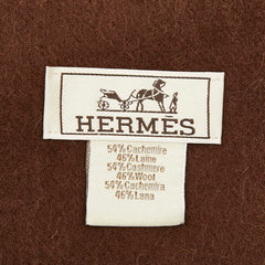 エルメス Hロゴ マフラー ブラウン カシミヤ ウール レディース HERMES 中古