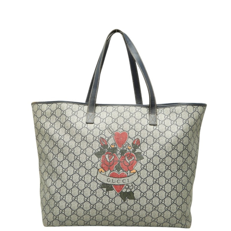 グッチ GGスプリーム トートバッグ ショルダーバッグ タトゥー 薔薇 257245 ベージュ PVC レザー ユニセックス GUCCI 中古