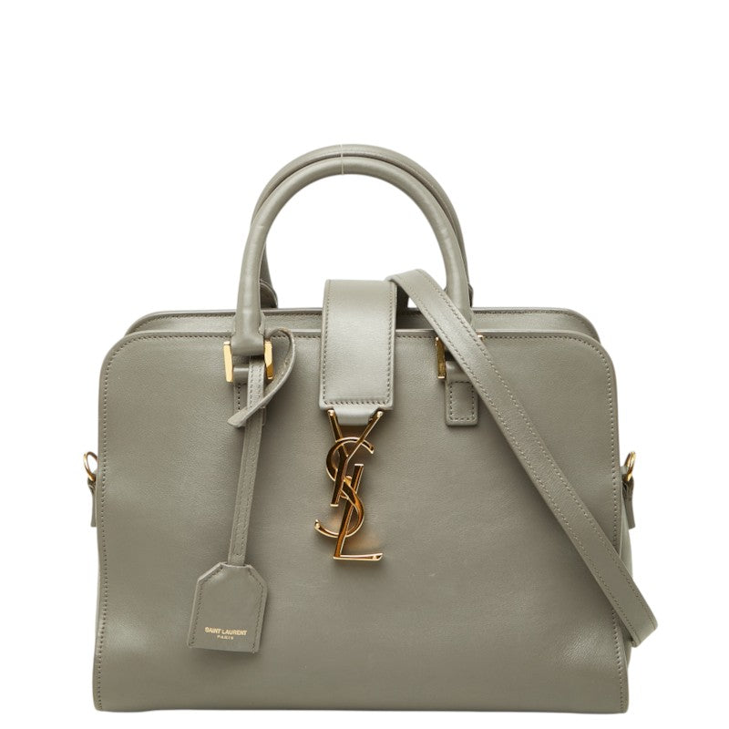 サンローラン ベイビーカバス YSLロゴ ハンドバッグ ショルダーバッグ 2WAY 472466 グレー レザー レディース SAINT LAURENT 中古