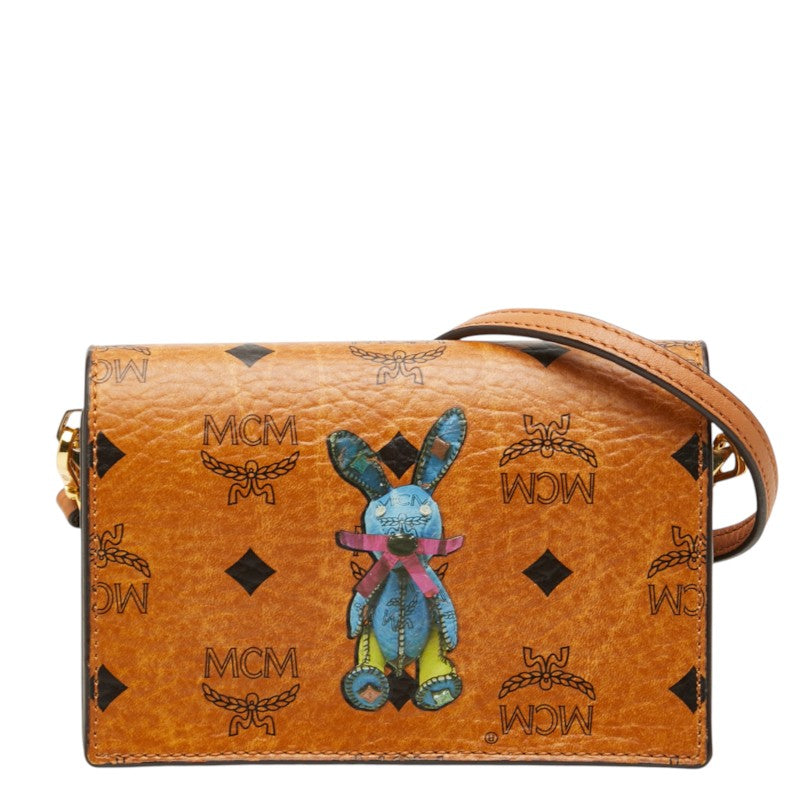 エム シー エム ラビット ヴィセトス 斜め掛け ショルダーバッグ ブラウン レザー レディース MCM 中古