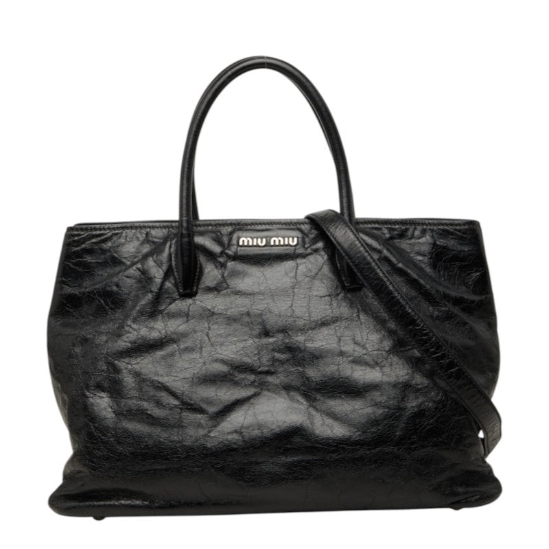 ミュウミュウ VITELLO ヴィッテロ ショルダーバッグ ハンドバッグ 2way ブラック レザー レディース MIUMIU 中古