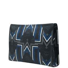 エム シー エム ロゴ クラッチバッグ セカンドバッグ ブラック グレー ブルー レザー レディース MCM 中古