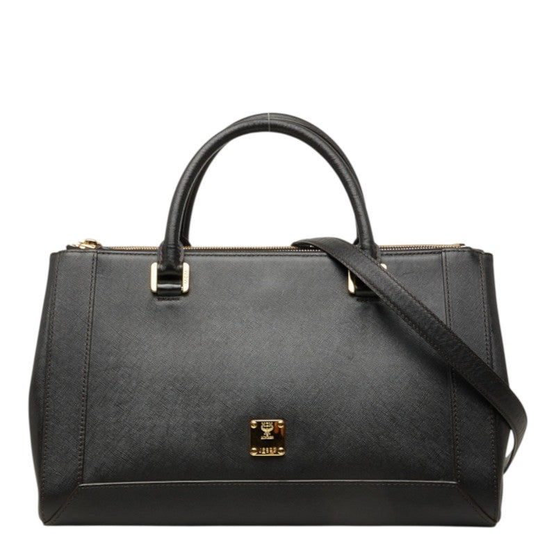 エム シー エム ハンドバッグ ショルダーバッグ 2WAY ブラック レザー レディース MCM 中古