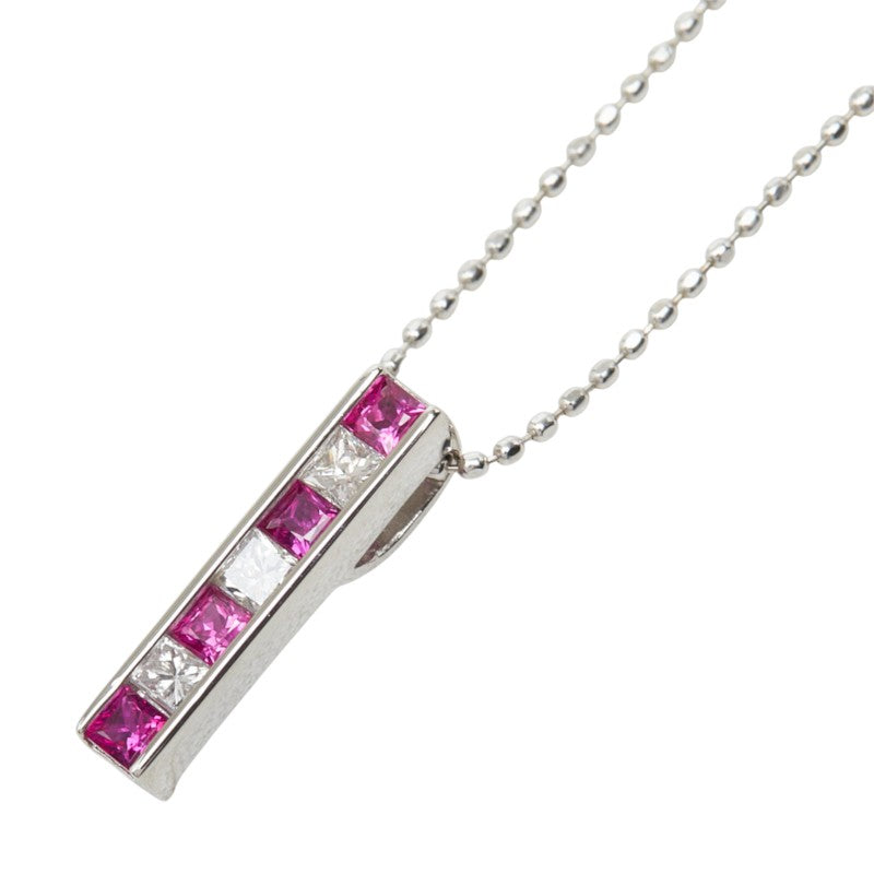 ルビー ダイヤモンド Pt900 プラチナ/K18WG ホワイトゴールド ルビー0.26ct ダイヤ0.18ct ペンダント ネックレス レディース 中古