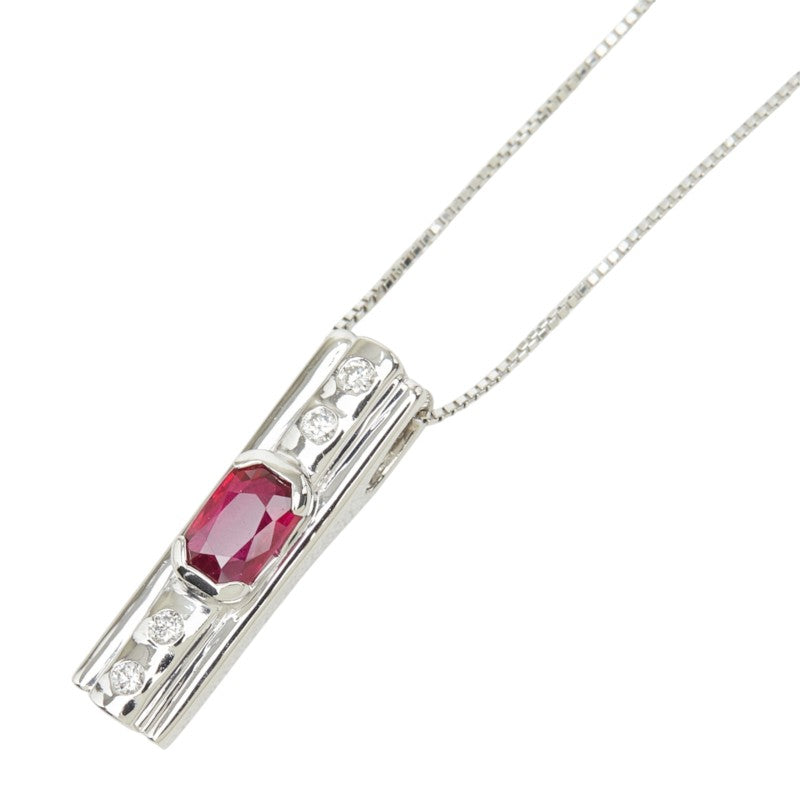 ルビー ダイヤモンド Pt900 プラチナ/Pt850 プラチナ ルビー0.57ct ダイヤ0.07ct デザインネックレス ペンダント ネックレス レディース 中古