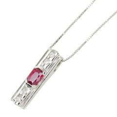 ルビー ダイヤモンド Pt900 プラチナ/Pt850 プラチナ ルビー0.57ct ダイヤ0.07ct デザインネックレス ペンダント ネックレス レディース 中古