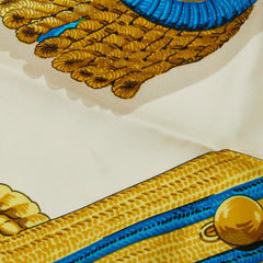 エルメス カレ90 式典肩章 Epaulettes エポレット スカーフ 大判スカーフ ホワイト ゴールド系 ブルー系 レディース HERMES 中古