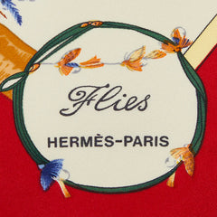 エルメス カレ90 Flies フライフィッシング スカーフ 大判スカーフ ホワイト マルチカラー レディース HERMES 中古