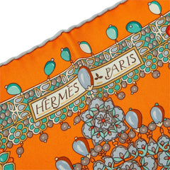 エルメス カレ90 Parures des Maharajas マハラジャの装身具 スカーフ 大判スカーフ オレンジ マルチカラー レディース HERMES 中古