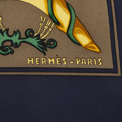 エルメス カレ90 LE TAROT タロットカード スカーフ 大判 ネイビー マルチカラー シルク レディース HERMES 中古
