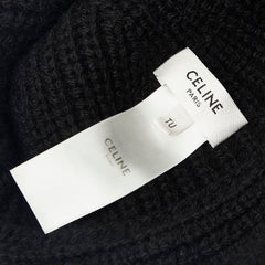 セリーヌ トリオンフ クロシェ ニットバケットハット サイズ:TU ブラック ホワイト カシミヤ レディース CELINE 【中古】