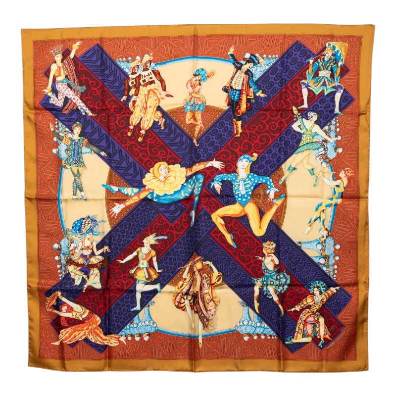 エルメス カレ90 LES BALLETS RUSSES ロシア バレエ スカーフ マルチカラー シルク レディース HERMES 中古