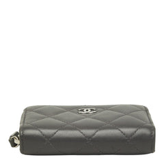 シャネル マトラッセ ココマーク コインケース 小銭入れ グレー ラムスキン レディース CHANEL 中古