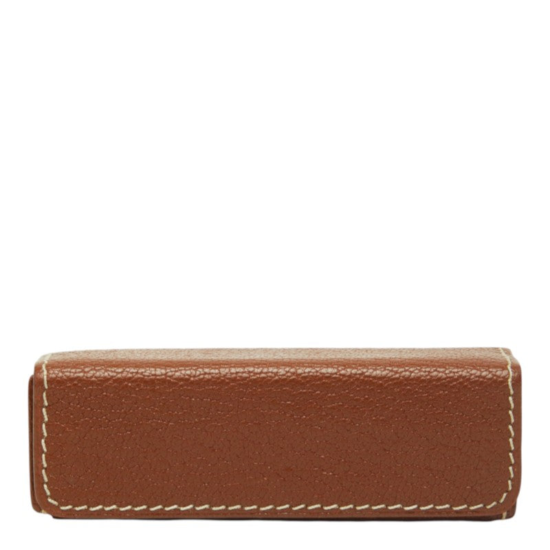 エルメス リップケース 印鑑ケース ガムケース ブラウン レザー レディース HERMES 中古
