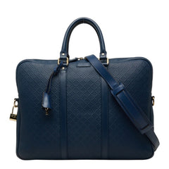 グッチ ディアマンテ ビジネスバッグ ショルダーバッグ 2WAY 208463 ブルー レザー レディース GUCCI 【中古】