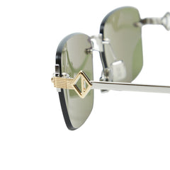 ディオール CD Diamond リムレス フレームレス サングラス S11U シルバー グレー メタル メンズ Dior 中古