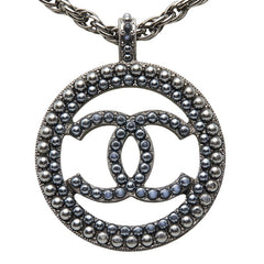 シャネル ココマーク ラウンド チェーン ペンダント ネックレス A17A刻印 ブラック メタル レディース CHANEL 【中古】