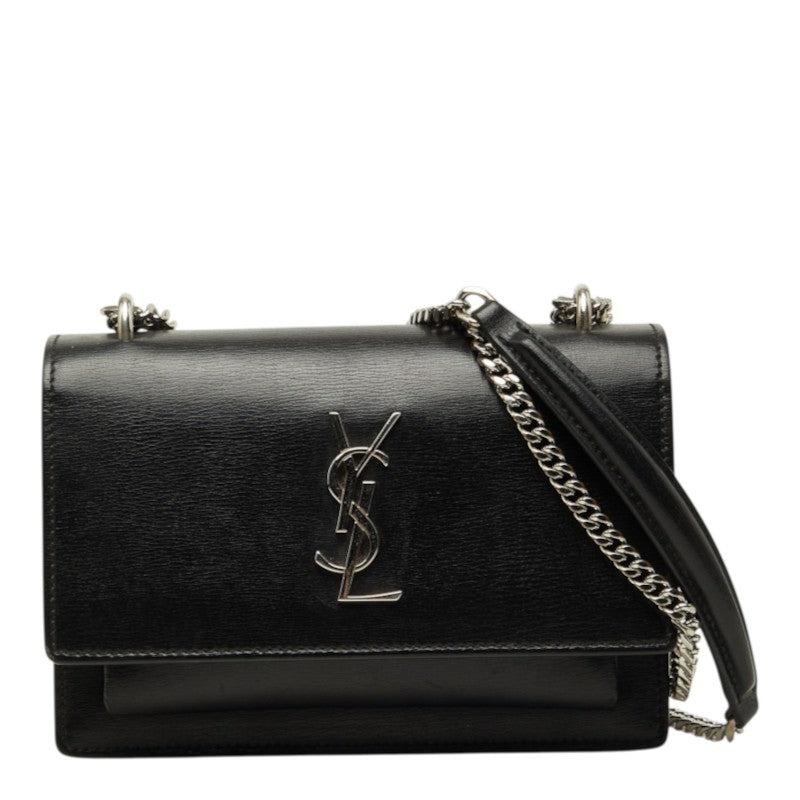 サンローラン カサンドラ サンセット YSLロゴ チェーン ショルダーバッグ 452157 ブラック シルバー レザー レディース SAINT LAURENT 【中古】