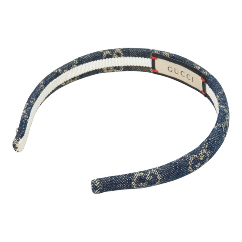グッチ GGデニム カチューシャ ヘアアクセサリー ブルー デニム レディース GUCCI 【中古】