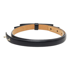 グッチ リボン モチーフ ベルト サイズ XS ブラック レザー レディース GUCCI 【中古】