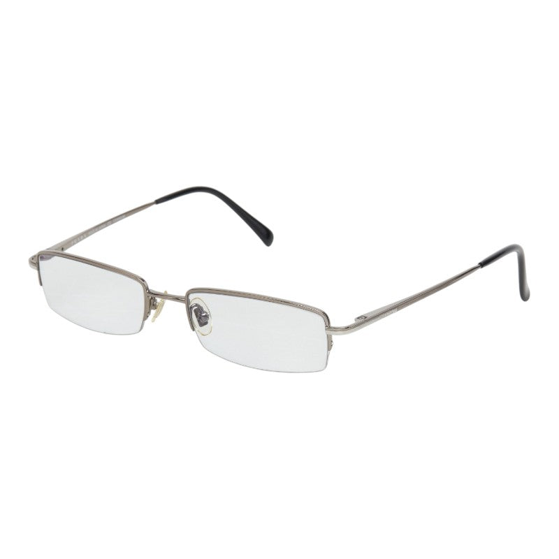 プラダ ロゴ メガネ 眼鏡 度数なし VPR54FA シルバー ブラック メタル プラスチック メンズ PRADA 【中古】