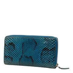 グッチ ラウンドファスナー 長財布 ブルー パイソン レディース GUCCI 中古
