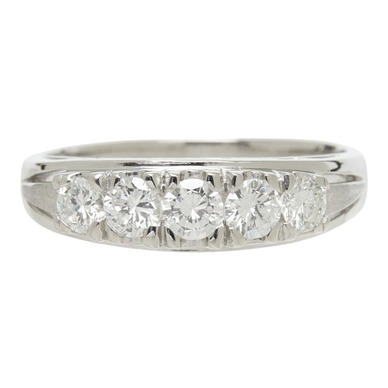 ダイヤモンド Pt900 プラチナ ダイヤ0.70ct 5連ダイヤリング リング 指輪 レディース 14.5号 中古