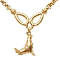 サルヴァトーレフェラガモ アザラシ モチーフ チェーン ネックレス ゴールド メッキ レディース Salvatore Ferragamo 中古