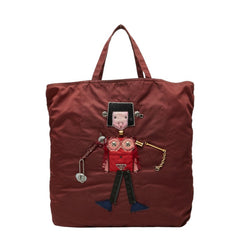 プラダ テスート 三角ロゴプレート ロボット トートバッグ ハンドバッグ ボルドー ナイロン レディース PRADA 中古