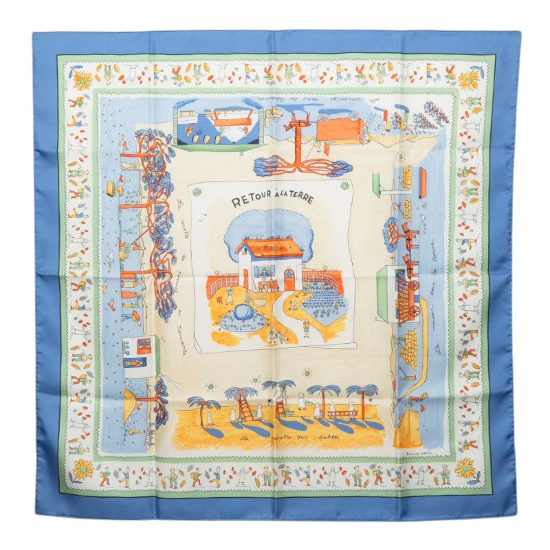 エルメス カレ90 故郷に帰る RETOUR A LA TERRE スカーフ マルチカラー シルク レディース HERMES 中古