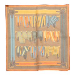 エルメス カレ42 Les Sangles サングル スカーフ オレンジ系 シルク レディース HERMES 中古