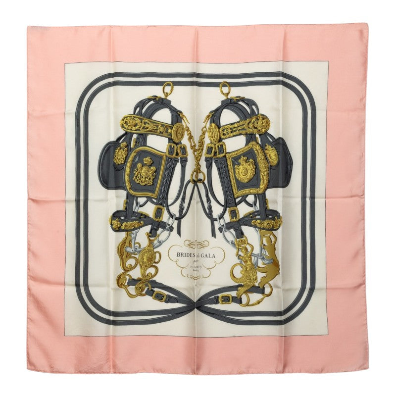 エルメス カレ90 BRIDES de GALA ブリッド ドゥ ガラ スカーフ ピンク マルチカラー シルク レディース HERMES 中古