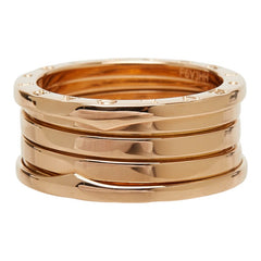 ブルガリ ピンクゴールド K18PG ピンクゴールド B-ZERO1 ビーゼロワン 4バンド リング 指輪 #60 メンズ BVLGARI 19号 中古