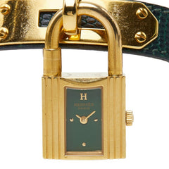 エルメス ケリーウォッチ 腕時計 KE1.201 クオーツ グリーン文字盤 ステンレススチール リザード レディース HERMES 中古