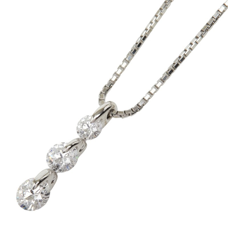 Pt900 プラチナ Pt850 プラチナ ダイヤモンド ダイヤ0.305ct ダイヤ0.566ct ダイヤ0.748ct 3連ダイヤ ペンダント ネックレス レディース 中古