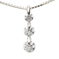 Pt900 プラチナ Pt850 プラチナ ダイヤモンド ダイヤ0.305ct ダイヤ0.566ct ダイヤ0.748ct 3連ダイヤ ペンダント ネックレス レディース 中古