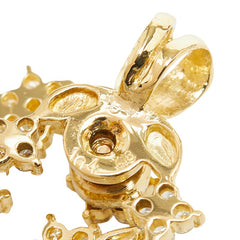 K18YG イエローゴールド ダイヤモンド ダイヤ1.04ct リースモチーフ フラワー 花 回転 ローテート ペンダントトップ ネックレス レディース 中古