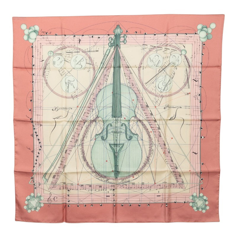 エルメス カレ90 La Musique des spheres 球体が奏でる音楽 スカーフ ピンク マルチカラー シルク レディース HERMES 中古