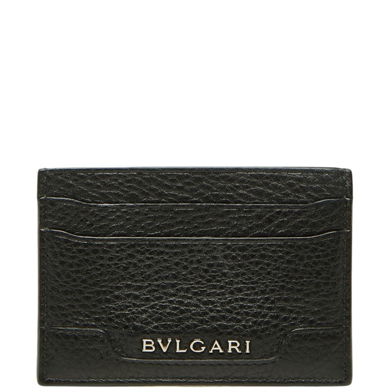 ブルガリ ロゴ カードケース ブラック レザー レディース BVLGARI 中古