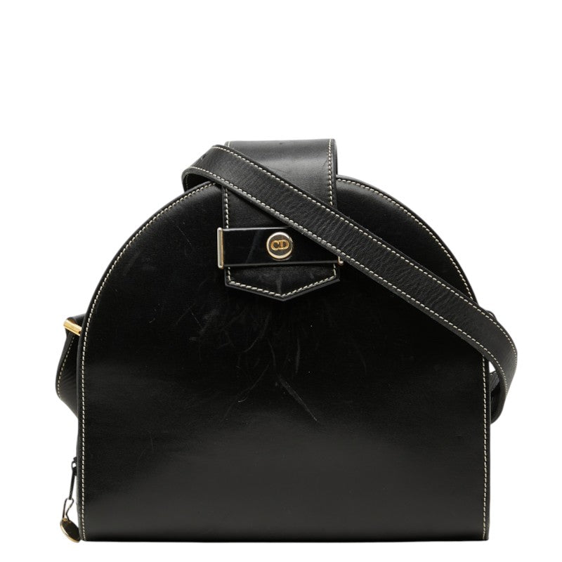 ディオール ヴィンテージ ハーフムーン ショルダーバッグ ブラック レザー レディース Dior 中古