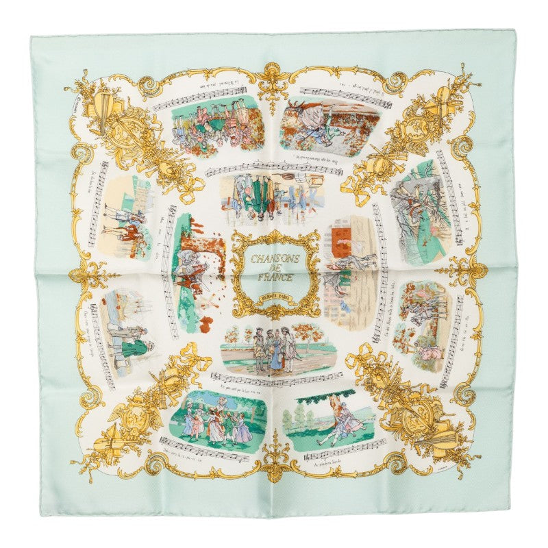 エルメス カレ45 CHANSONS DE FRANCE フランスの歌 スカーフ マルチカラー シルク レディース HERMES 中古