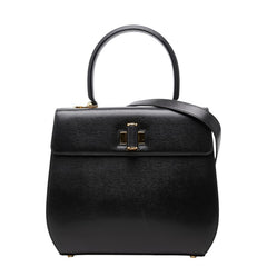 サルヴァトーレフェラガモ ガンチーニ ハンドバッグ 2WAY ショルダーバッグ AT-21 6172 ブラック レザー レディース Salvatore Ferragamo 中古