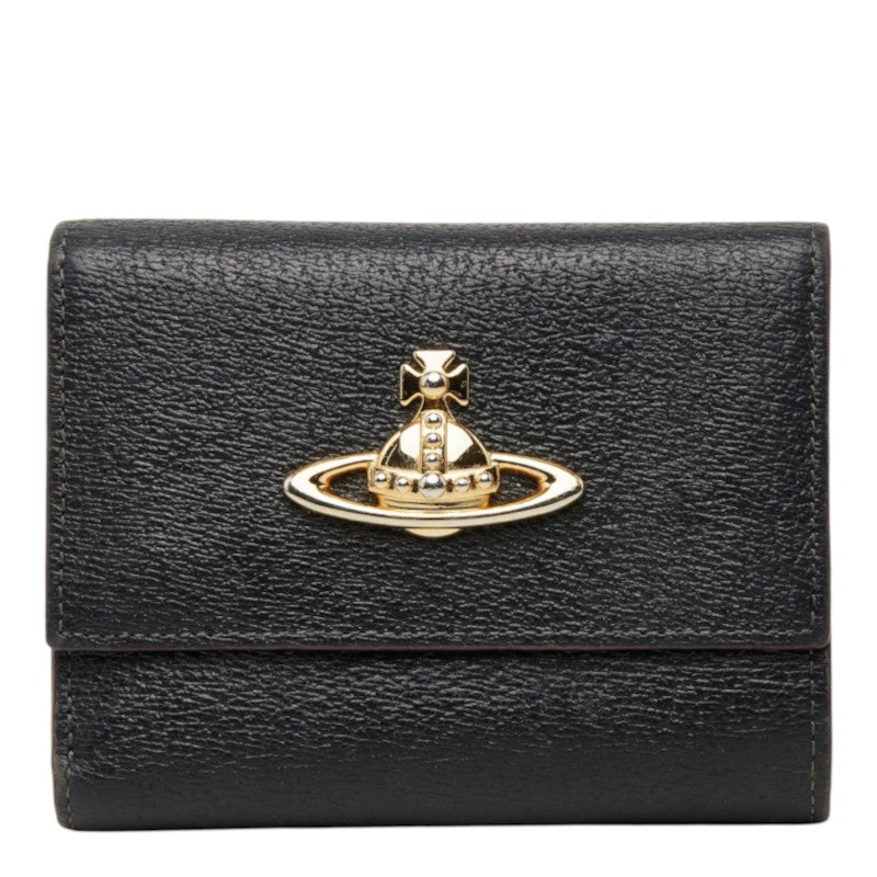 ヴィヴィアンウエストウッド EXECUTIVE 三つ折り財布 ブラック レザー レディース Vivienne Westwood 中古